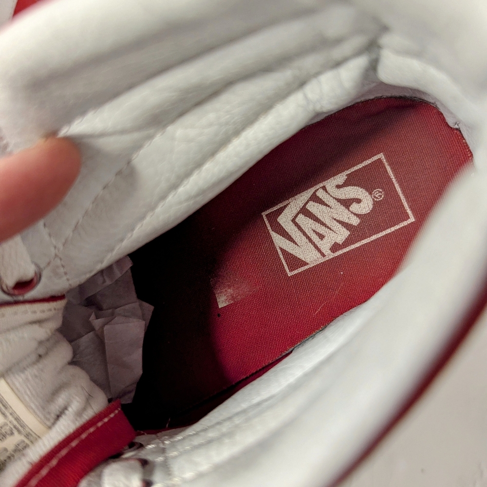Vans Off The Wall Old Skool 721356 Red & White Hi Top Sneakers, Size 9Men's - Picture 9 of 12